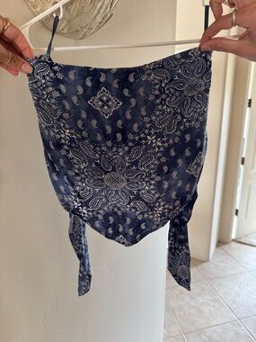 Hollister Navy Paisley Bandana Scarf Accent